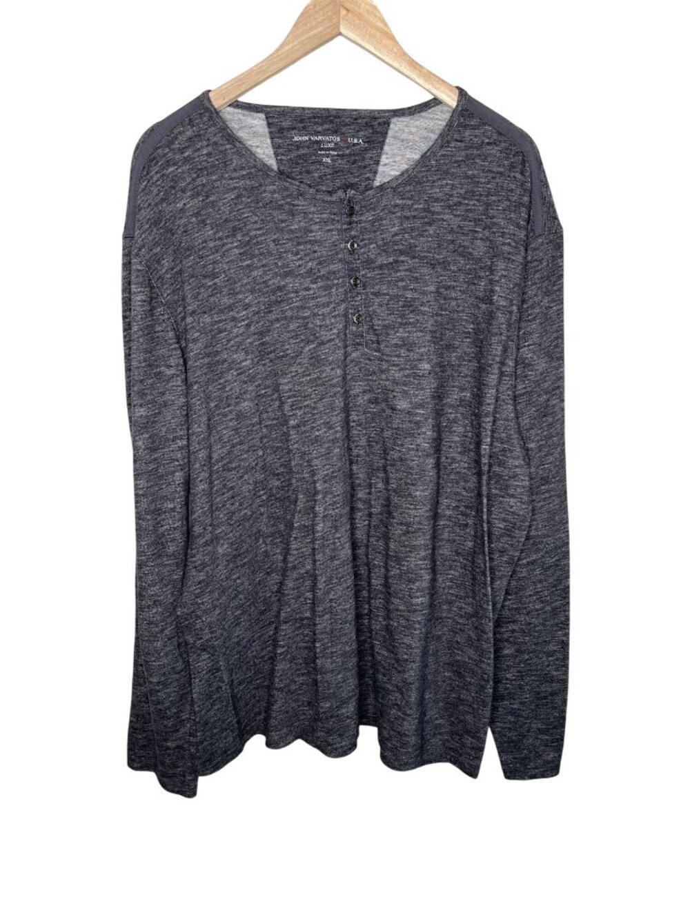 John Varvatos Star USA Luxe Slub Knit Henley Shirt XXL Gray
